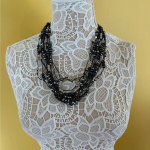 Chic Black and Gold Multi-Strand Necklace